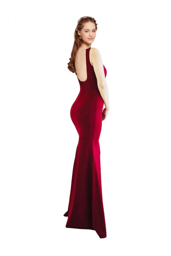 Square Neckline and Backline Fitted Formal Crepe Bridesmaid Dress / Prom Dress Melbourne