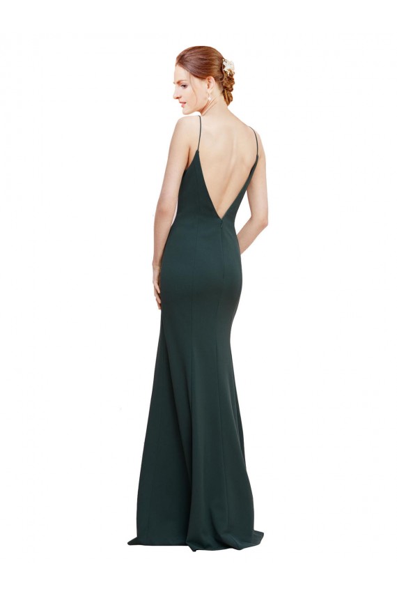 Deep V-Neck and Back Long Formal Crepe Bridesmaid Dress / Prom Dress Melbourne