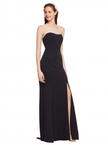 Strapless Bodycon Long Formal Crepe Bridesmaid Dress / Prom Dress with High Slit Melbourne