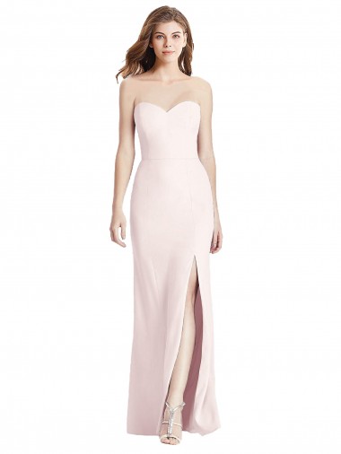 Shop Strapless Crepe Trumpet Bridesmaid Dress / Prom Dress with Front Slit Melbourne