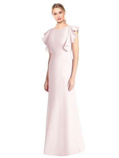 Ruffle Cap Sleeves Open Back Trumpet Bridesmaid Dress / Prom Dress Melbourne