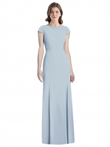 Shop Bateau Neck Cap Sleeves Open Back Trumpet Bridesmaid Dress / Prom Dress Melbourne