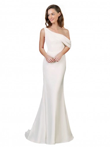 One Shoulder Formal Crepe Bridesmaid Dress / Prom Dress with Draped Off the Shoulder Strap Melbourne