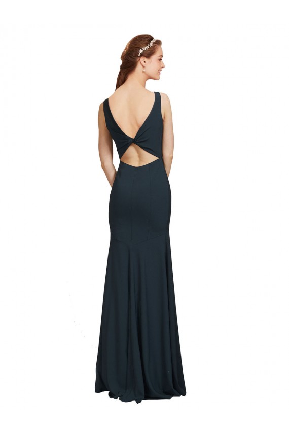 Sleeveless Bateau Neckline Crepe Bridesmaid Dress / Prom Dress with Twist Back Melbourne