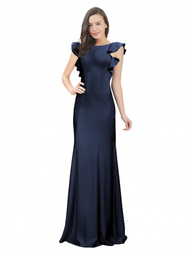 Sleeveless Crepe Bridesmaid Dress / Prom Dress with Cascading Ruffle and Keyhole Back Melbourne