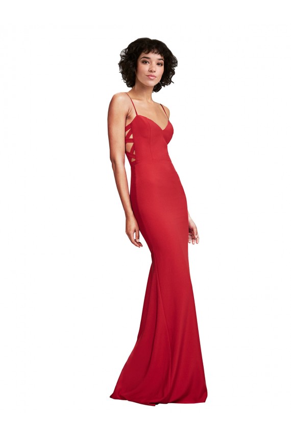 Spaghetti Strap Slip Neckline Formal Crepe Bridesmaid Dress / Prom Dress Melbourne