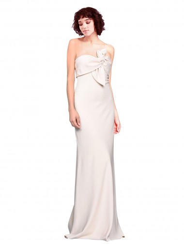 Shop Strapless Crepe Fitted Bridesmaid Dress / Prom Dress with Twist Bow Melbourne