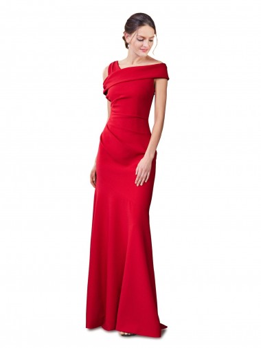 Sleeveless Ruched Formal Crepe Mermaid Bridesmaid Dress / Prom Dress with Off The Shoulder Detail Melbourne