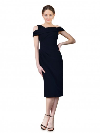 Shop Draped Cross Shoulder Stretch Formal Crepe Cocktail Dress / Homecoming Dress Melbourne