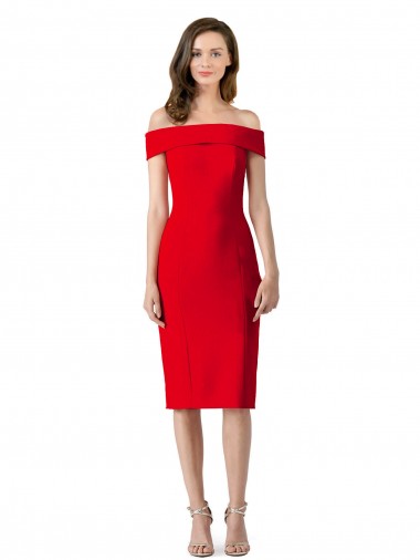 Shop Off the Shoulder Square Neck Cocktail Length Bridesmaid Dress / Prom Homecoming Dress Melbourne