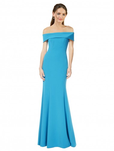 Shop Off the Shoulder Formal Crepe Bridesmaid Dress / Prom Dress with Fitted Silhouette Melbourne