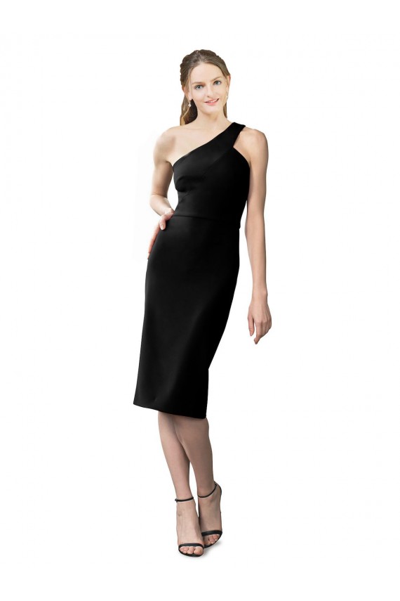 One Shoulder Short Formal Crepe Cocktail Length Bridesmaid Dress / Prom Homecoming Dress Melbourne