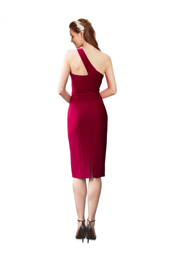 One Shoulder Short Formal Crepe Cocktail Length Bridesmaid Dress / Prom Homecoming Dress Melbourne