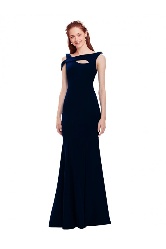 Sleeveless Formal Crepe Mermaid Bridesmaid Dress / Prom Dress with Side Slit Melbourne