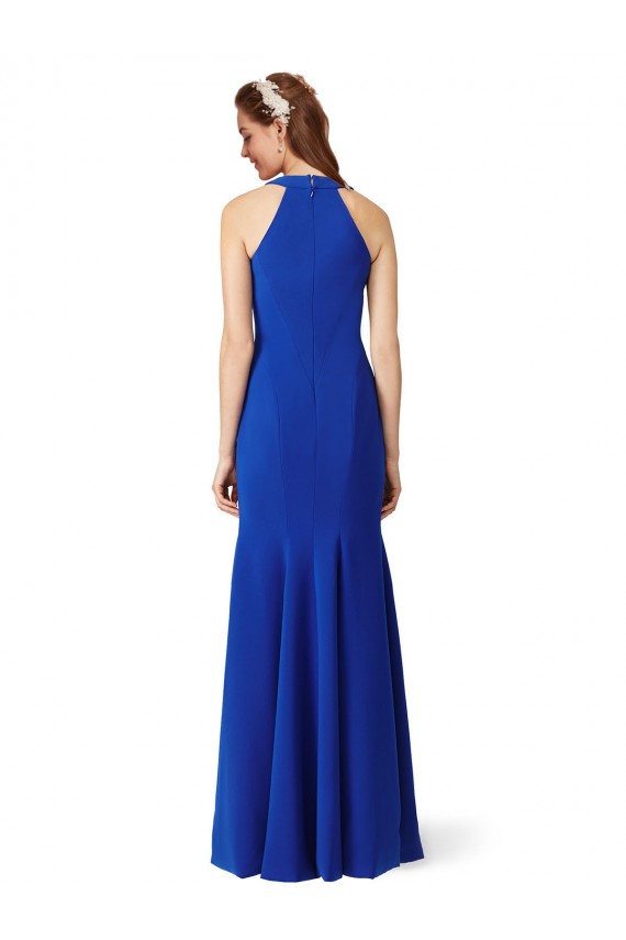Halter V-Neck Long A-Line Formal Crepe Bridesmaid Dress / Prom Dress Melbourne