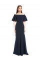 Off the Shoulder Formal Crepe Bridesmaid Dress / Prom Dress with Short Ruffle Sleeves. Melbourne