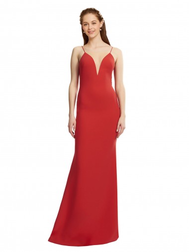 Mermaid Plunging V-Neck Formal Crepe Bridesmaid Dress / Prom Dress with Wide Open Back Melbourne