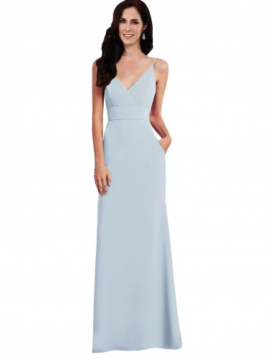 V Back Spaghetti Strap Maxi Bridesmaid Dress / Prom Dress with Pockets Melbourne