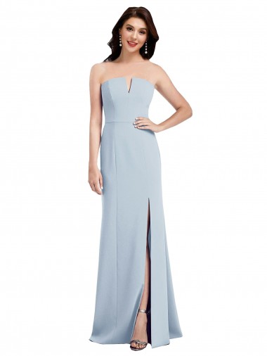 Strapless Notch Crepe Bridesmaid Dress / Prom Dress with Front Slit Melbourne