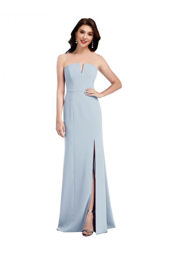 Strapless Notch Crepe Bridesmaid Dress / Prom Dress with Front Slit Melbourne