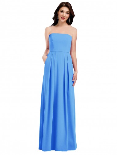 Shop Strapless Pleated Skirt Crepe Bridesmaid Dress / Prom Dress with Pockets Melbourne