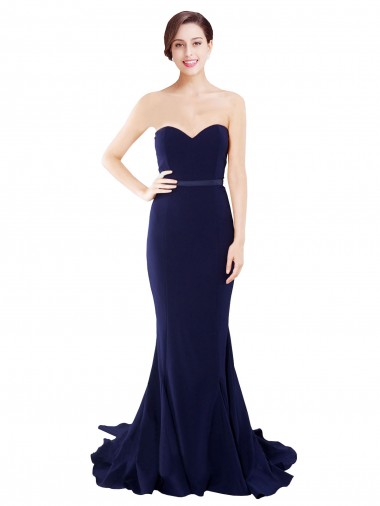 Shop Strapless Sweetheart Neckline Crepe Bridesmaid Dress / Prom Dress with Satin Waistband Melbourne