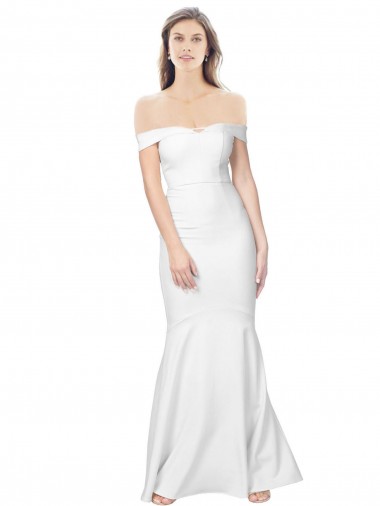 Shop Mermaid Off the Shoulder Long Formal Crepe Bridesmaid Dress / Prom Dress with Low Back Melbourne