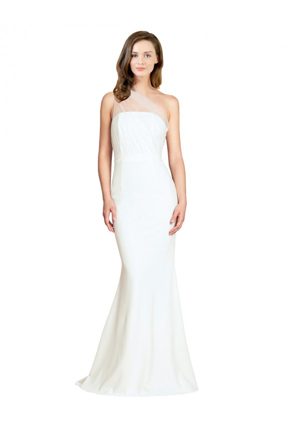 Soft Tulle Shoulder Overlay Mermaid One Shoulder Formal Crepe Bridesmaid Dress Melbourne