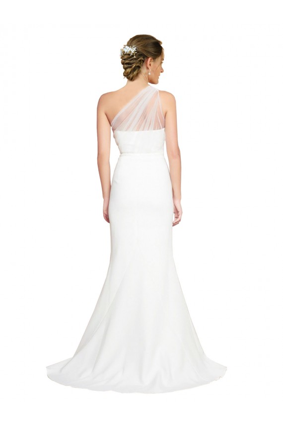 Soft Tulle Shoulder Overlay Mermaid One Shoulder Formal Crepe Bridesmaid Dress Melbourne