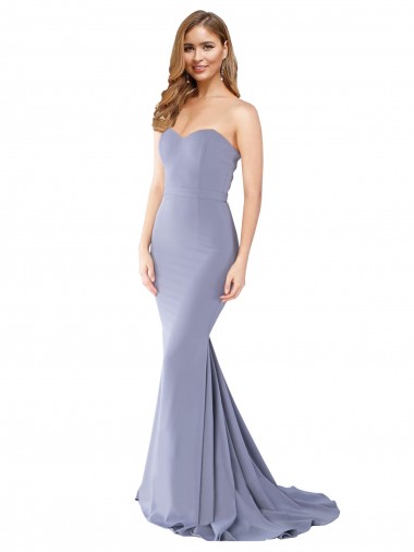Long Strapless Sweetheart Sweep Train Formal Crepe Bridesmaid Dress / Prom Dress with Low Back Melbourne