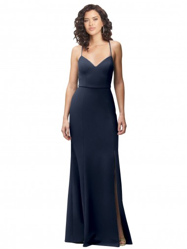 Sweetheart Fit and Flare Stretch Formal Crepe Bridesmaid Dress / Prom Dress with Side Slit and Strappy Back Melbourne