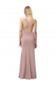 Long Floor Length High Neck Fit and Flare Stretch Crepe Bridesmaid Dress / Prom Dress with Side Slit Melbourne