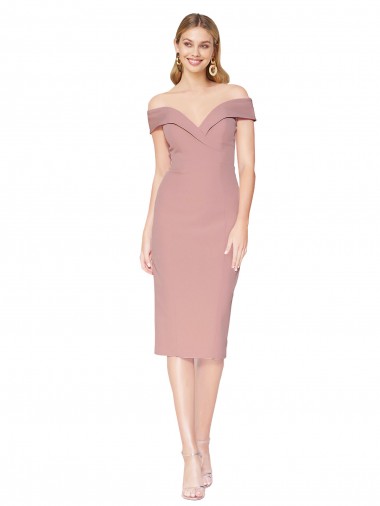 Shop Cocktail Knee Length Off the Shoulder Sweetheart Formal Crepe Bridesmaid Dress / Prom Dress Melbourne