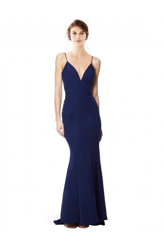 Deep V-Neck Spaghetti Straps Mermaid Formal Crepe Bridesmaid Dress / Prom Dress Melbourne