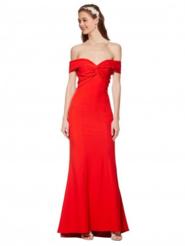 Cross Front and Back Bardot Sleeveless Formal Crepe Maxi Bridesmaid Dress / Prom Dress Melbourne