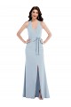 Open Back Halter Maxi Formal Crepe Bridesmaid Dress / Prom Dress with Draped Bow Melbourne