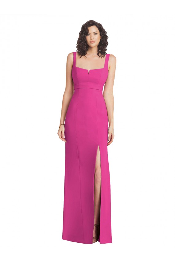 Wide Strap Notch Empire Waist Bridesaid Dress with Front Slit Melbourne