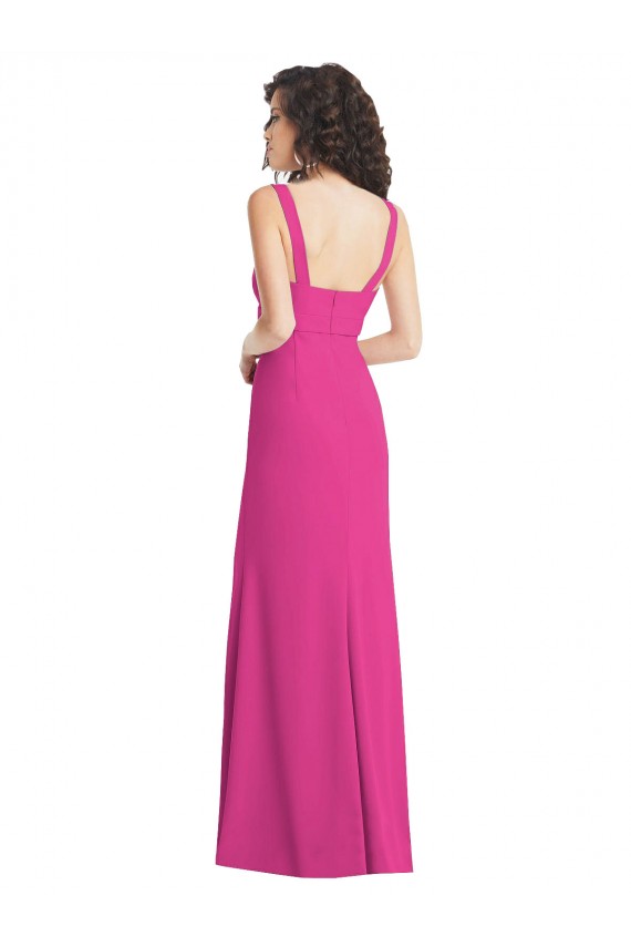 Wide Strap Notch Empire Waist Bridesaid Dress with Front Slit Melbourne