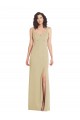 Wide Strap Slash Cutout Empire Formal Crepe Bridesmaid Dress / Prom Dress with Front Slit Melbourne