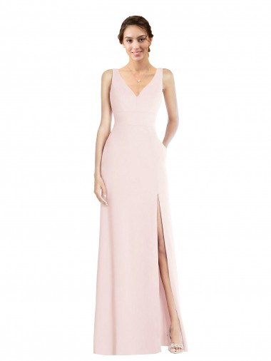 Shop Square Neck Low Back A-Line Bridesmaid Dress / Prom Dress with Front Slit and Pockets Melbourne