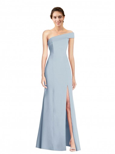 Shop Asymmetrical Off the Shoulder Cuff Trumpet Formal Crepe Bridesmaid Dress / Prom Dress With Front Slit Melbourne