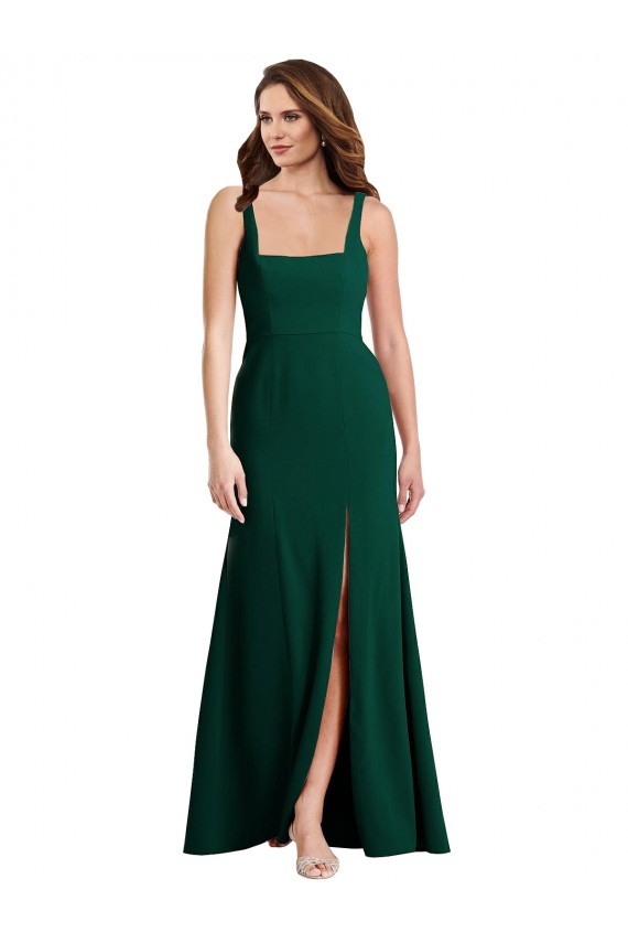 Square Neck Trumpet Maxi Bridesmaid Dress / Prom Dress with Front Slit Melbourne