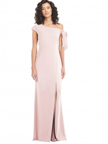 Off the Shoulder Tie Detail Trumpet Formal Crepe Bridesmaid Dress / Prom Dress with Front Slit Melbourne