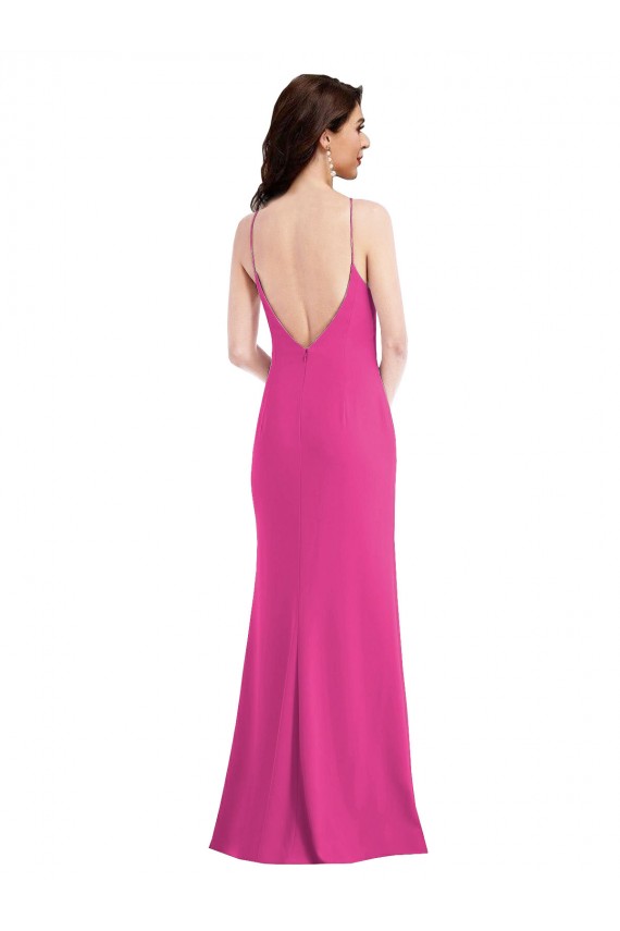 Open Back High Neck Halter Trumpet Formal Crepe Bridesmaid Dress / Prom Dress Melbourne