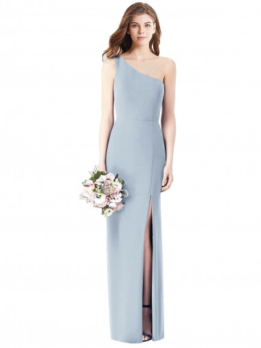 Shop One Shoulder Crepe Trumpet Bridesmaid Dress / Prom Dress with Front Slit Melbourne