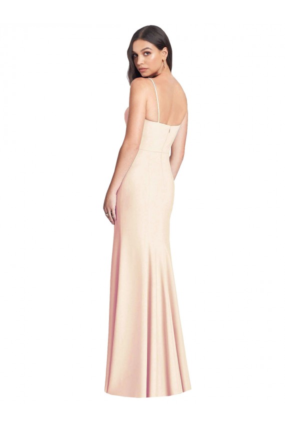 Seamed Bodice Crepe Trumpet Bridesmaid Dress / Prom Dress with Front Slit Melbourne