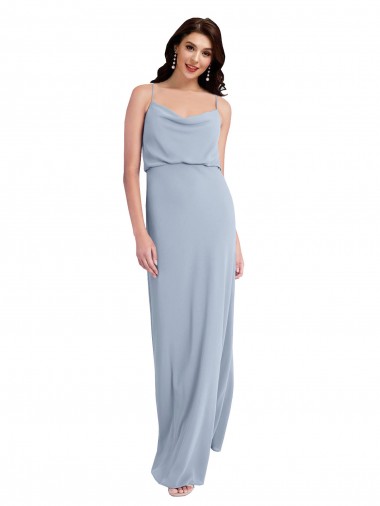 Shop Draped Cowl Neck Long Formal Crepe Bridesmaid Dress / Prom Dress with Spaghetti Straps Melbourne
