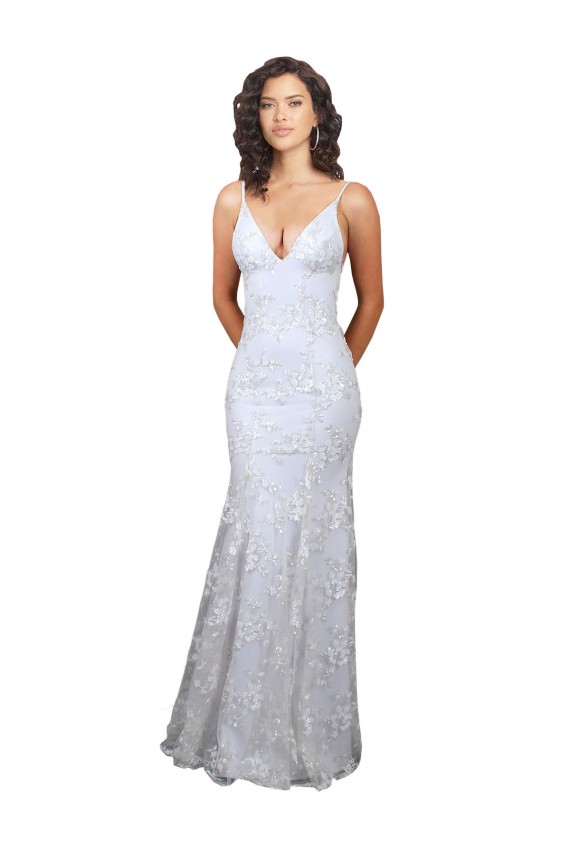 V-Neckline Backless Floral Patterned Sequin Formal Bridesmaid Dress / Prom Dress Melbourne
