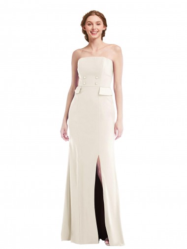 Long Strapless Tuxedo Maxi Bridesmaid Dress / Prom Dress with Front Slit Melbourne