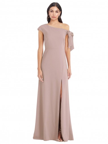 Off the Shoulder Tie Detail Maxi Formal Crepe Bridesmaid Dress / Prom Dress with Front Slit Melbourne